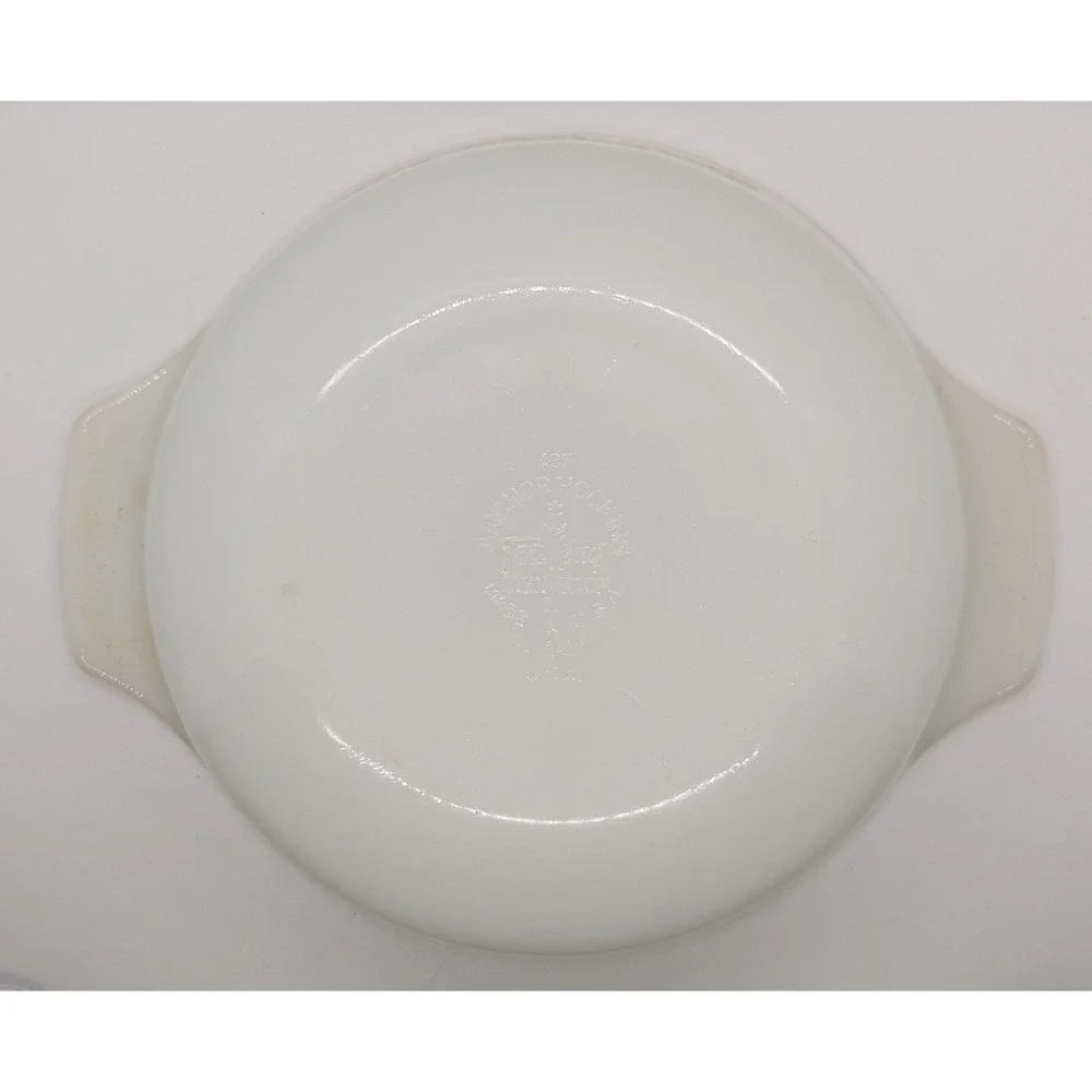 Vintage Fire-King Summerfield Milk Glass Casserole Dish 1.5 Q Anchor Hocking 437